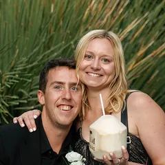 J-E and his wife, smiling.